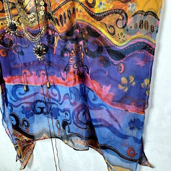 Zeugari Bohemian Silk Beach Cover Up Size Small - Picture 4 of 16